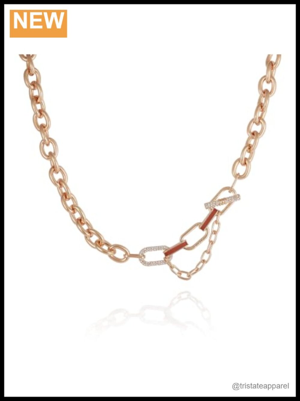 Crystal Stone Link Toggle Collar Necklace